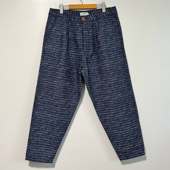 Olow Men’s Blue Textured Elastic Waist Pants Size 36 Made in Portugal - Picture 2 of 9